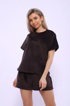 Костюм двойка женский №71118 велюр (р-ры: 42-58) коричневый