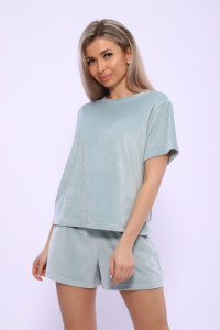 Костюм двойка женский №71118 велюр (р-ры: 42-58) фисташковый