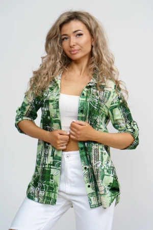 Рубашка женская №53016 кулирка (р-ры: 46-60) зеленый