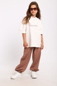 Костюм двойка детский МЛШ "Miu-Miu" футер 2-х нитка пенье (р-ры: 122-152) коричневый