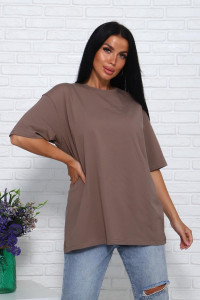 Футболка женская 01004 кулирка с лайкрой (последний размер) капучино 46