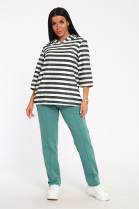 Костюм двойка женский №74703 кулирка+футер 2-х нитка (последний размер) изумрудный 50,54