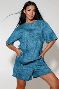 Костюм двойка женский №085 кулирка (последний размер) бирюзовый 50