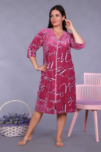 Халат женский №6754 велюр (последний размер) пудра 50