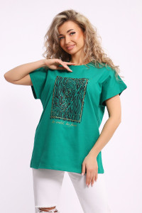 Футболка женская ДФУ-1047 кулирка (последний размер) изумрудный 54,56