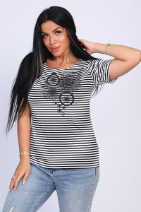 Футболка женская №82029 вискоза (последний размер) черная полоска 48