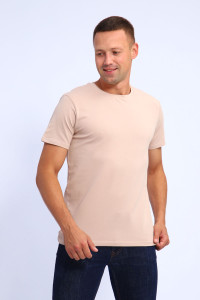 Футболка мужская №019 кулирка с лайкрой пенье (р-ры: XL-4XL) бежевый