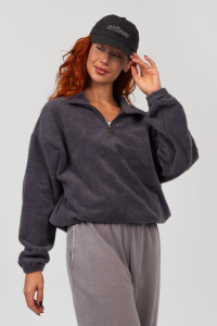 Толстовка женская ФТ-30 "Тедди" футер 3-х нитка начёс пенье (р-ры: XS-L) графит