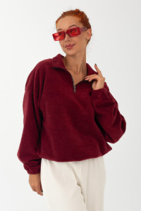 Толстовка женская ФТ-30 "Тедди" футер 3-х нитка начёс пенье (р-ры: XS-L) бордо