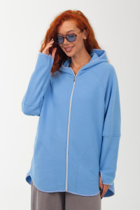 Толстовка женская ФТ-29 "Роуз" флис (р-ры: 50-60) голубой