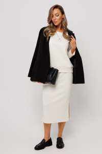 Костюм двойка женский с юбкой К245 трикотажное полотно глория (р-ры: 46-66) экрю