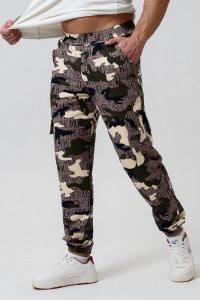 Брюки мужские №8460 футер с лайкрой 2-х нитка (последний размер) камуфляж 48,52