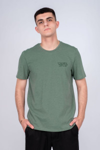 Футболка мужская №53431 кулирка (последний размер) зеленый меланж 58