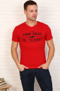Футболка мужская №5962 кулирка (последний размер) красный 48,50