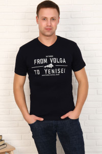 Футболка мужская №5962 кулирка (последний размер) темно-синий 46