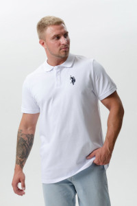 Футболка мужская №8501 пике (последний размер) белый поло 50,58