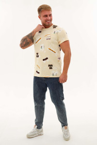 Футболка мужская №006 кулирка с лайкрой пенье (последний размер) молоко 56