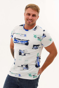 Футболка мужская №005 кулирка с лайкрой пенье (последний размер) белый 48