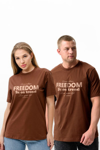 Футболка унисекс №8503 кулирка (последний размер) коричневый Свобода 52,54