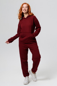 Костюм двойка женский №14424 футер 3-х нитка (последний размер) винный 48,52,64,70