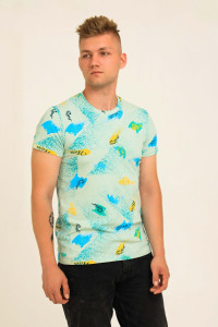 Футболка мужская №012 кулирка с лайкрой пенье (последний размер) ментол 52