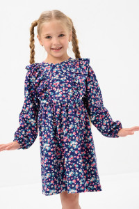 Платье детское "Крылья" кулирка (последний размер) цветочки на васильковом 110