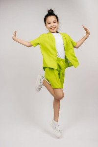 Шорты детские №0210 сингапур (последний размер) салатовый 164