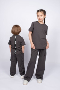Брюки детские №101269 футер 2-х нитка (последний размер) графит 116