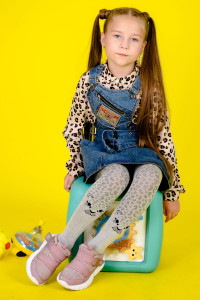 Колготки детские для девочки "Леопард" (последний размер) серый 140-146