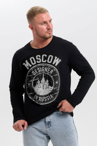 Лонгслив унисекс №8573 кулирка с лайкрой (р-ры: 46-70) черный-Москва