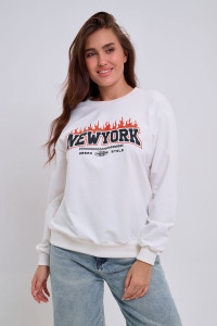 Свитшот женский №88549 футер 2-х нитка (р-ры: 42-60) молочный