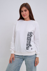 Свитшот женский №88548 футер 2-х нитка (р-ры: 42-60) молочный