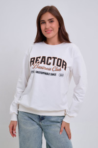 Свитшот женский №88546 футер 2-х нитка (р-ры: 42-60) молочный