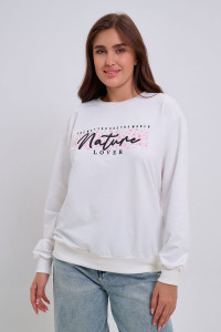 Свитшот женский №88547 футер 2-х нитка (р-ры: 42-60) молочный