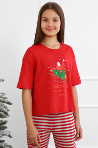 Фуфайка (футболка) детская "Праздник-6.1" кулирка (р-ры: 128-170) красный