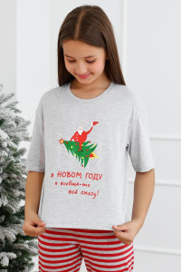 Фуфайка (футболка) детская "Праздник-6.2" кулирка (р-ры: 128-170) кармеланж