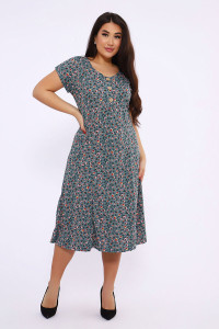 Платье женское №020 кулирка (последний размер) изумруд 50,52,54,58,60,66