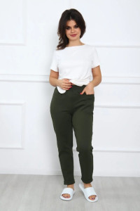 Брюки женские "Вега" футер 2-х нитка (последний размер) хаки 50,52