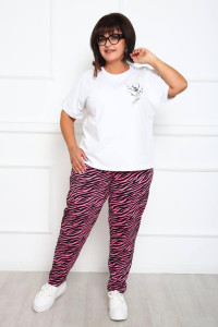 Брюки женские "Зебра" трикотаж (последний размер) розовый 54