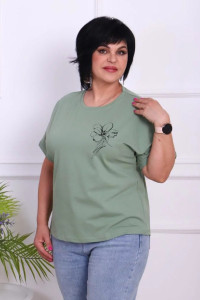 Футболка женская "Винтаж" трикотаж (последний размер) зеленый 48
