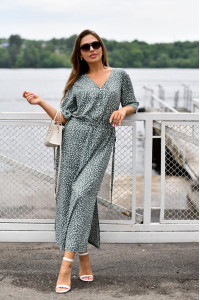 Платье женское "Ницца" штапель (последний размер) зеленый 48,50,52,60