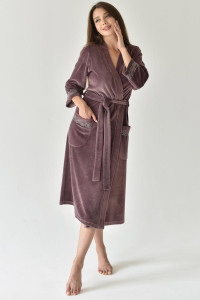Халат женский "Алина" велюр карде (последний размер) коричневый 56