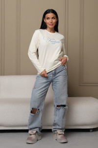 Лонгслив женский ЛЖ001 кулирка (р-ры: 44-56) молочный