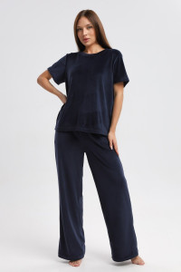 Костюм двойка женский 729 велюр (р-ры: 44-54) чернильный