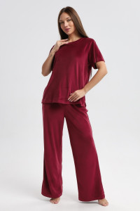 Костюм двойка женский 729 велюр (р-ры: 44-54) бордовый