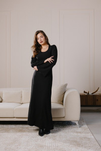 Платье женское ПТЛ-343 9024 лапша (последний размер) черный 50-52,54-56