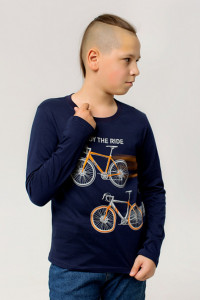 Лонгслив детский "Bike" кулирка (последний размер) тёмно-синий 116