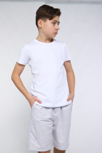 Шорты детские "Олег" футер 2-х нитка с лайкрой (последний размер) серый меланж 164