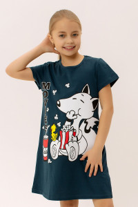Платье детское "Мульти" ФЛ-3 кулирка (последний размер) петроль 140