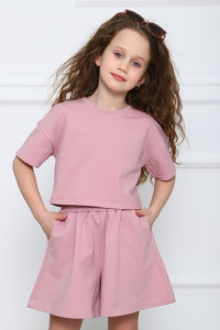 Костюм двойка детский МЛШ-81 "Эллен" футер (последний размер) пудра 134